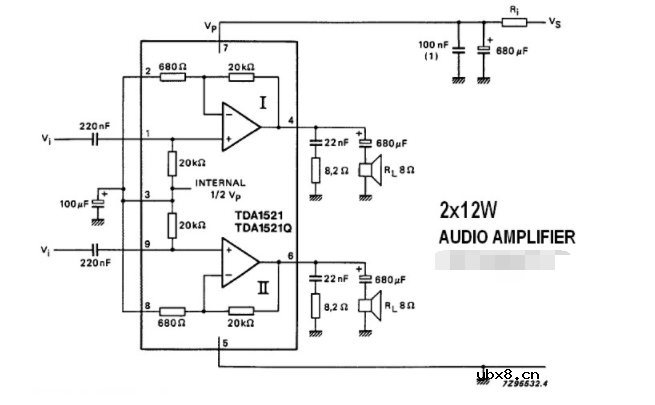 一个立体声音频放大器电路分享