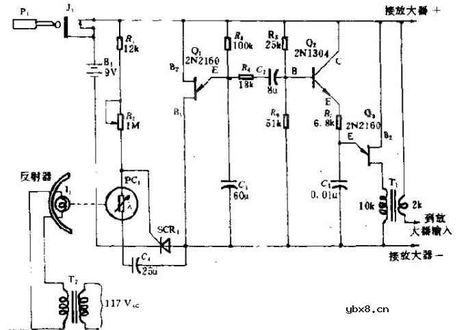光电报警电路图（光电传感器线路/红外二极管发射电路/光电报警电路）