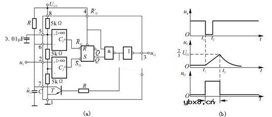 555集成电路原理图（555时基电路/555集成电路/555定时器单稳态触发器电路）