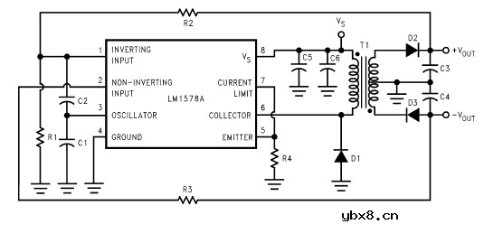 LM1578A开关稳压器组成的RS232电源电路