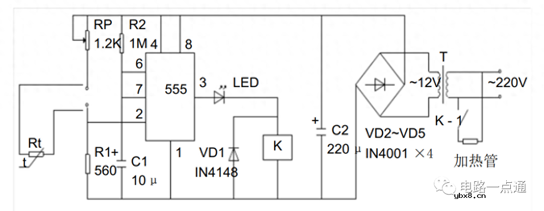 基于CD4013的声控开关电路和555时基电路的温度控制器