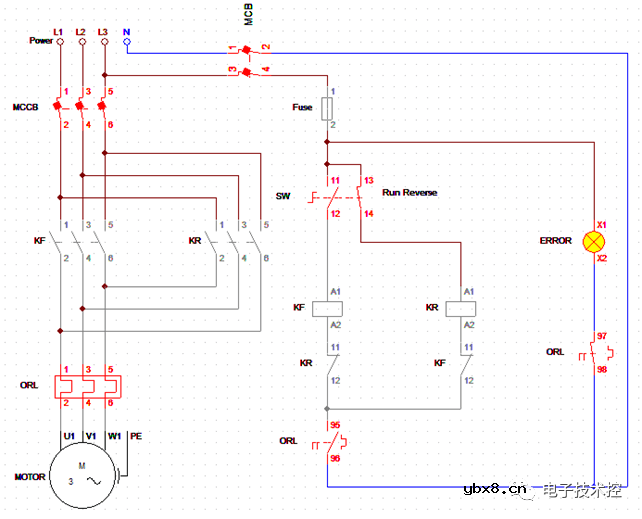 带定时器的正反转控制电路图