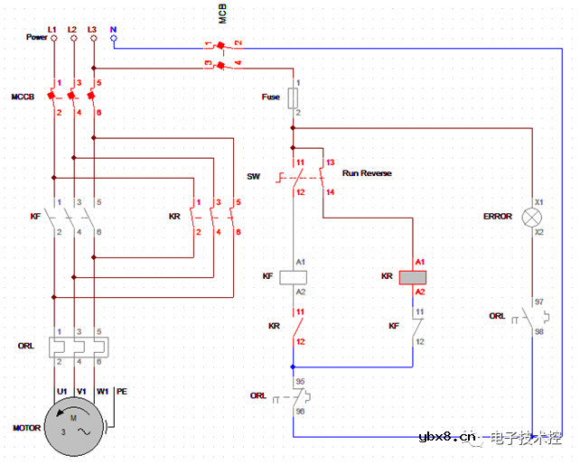 带定时器的正反转控制电路图