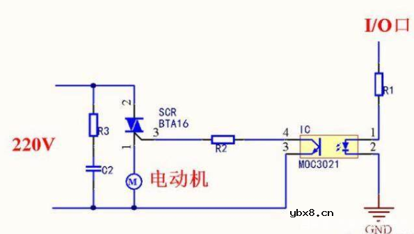 使用可控硅三极管MOS管的单片机控制220V交流电通断电路图解