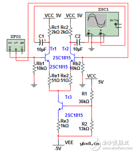 2sc1815三极管差动放大器