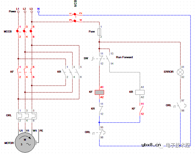 带定时器的正反转控制电路图