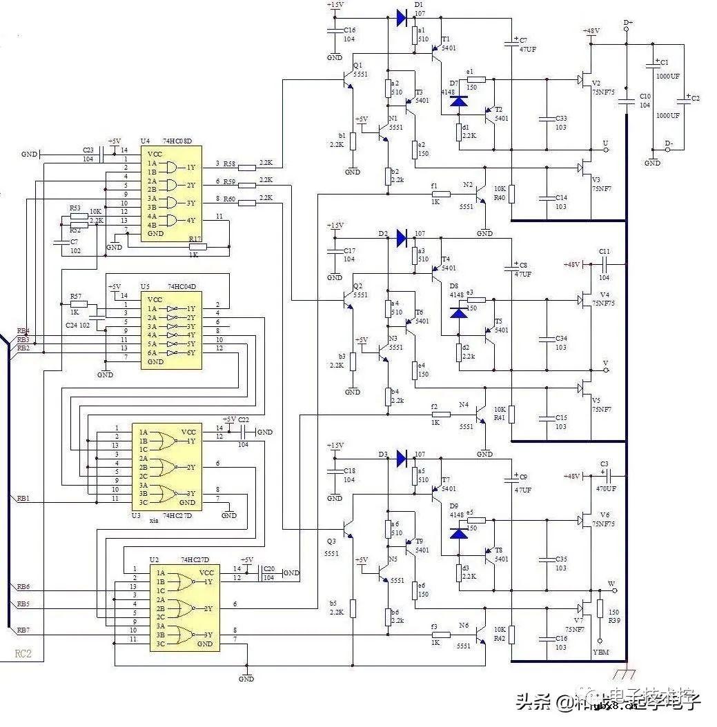 电动车控制器电路原理图讲解分析