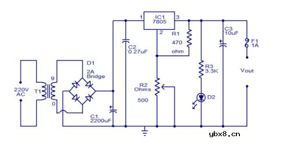 7805稳压器电路图