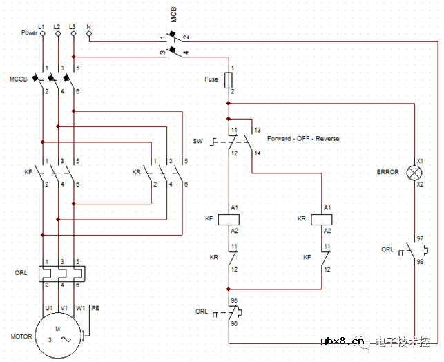 带定时器的正反转控制电路图