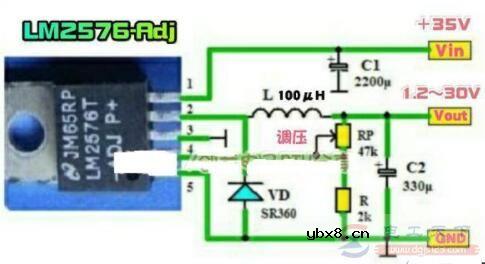 使用LM2576制作1.2～30V可调稳压电源电路