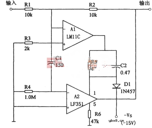 电流跟随器（LM11、LF351）电路图