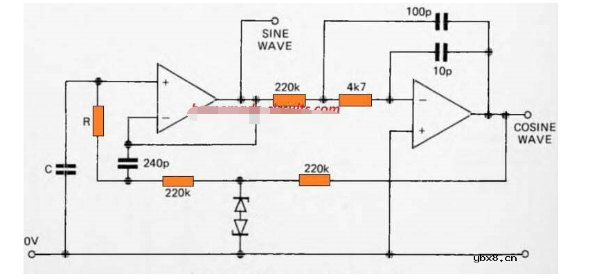 使用LF353构建的函数发生器电路