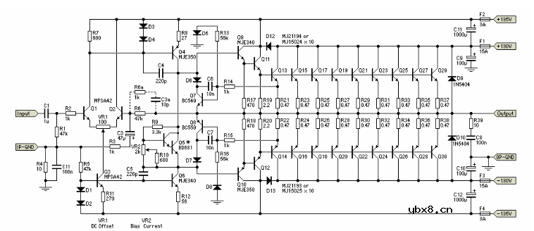 高功率音频放大器电路分享