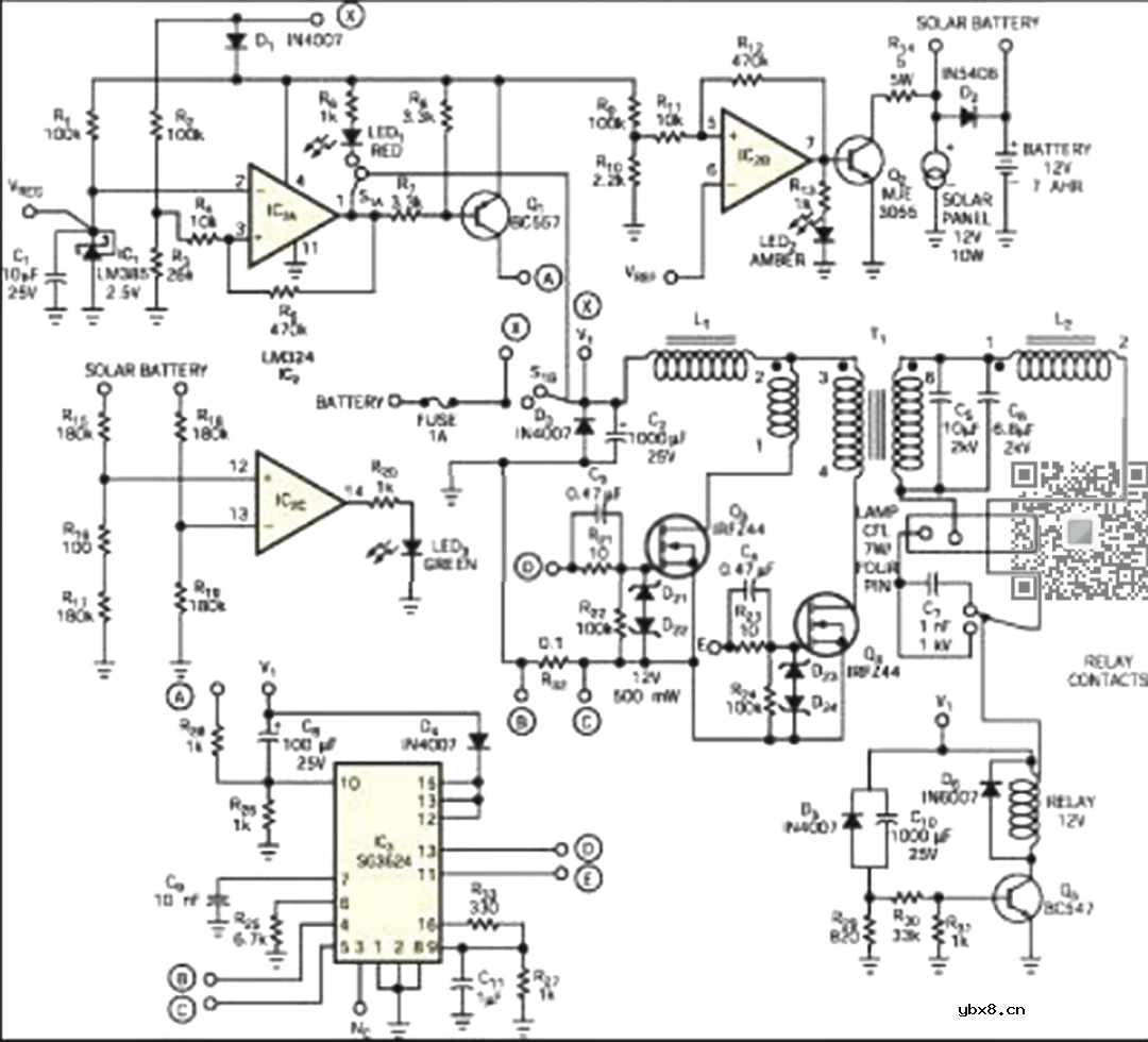 分析4种5V太阳能路灯电路图