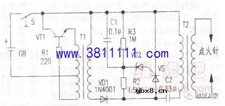 家用燃气灶电子点火器原理图与检修方法 