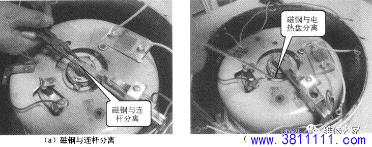 黑白图片详细讲解电饭煲的拆卸技巧。 