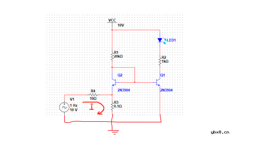 电流指示灯电路图 基于NPN三极管的简易电流指示灯电路设计