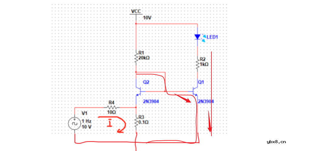 电流指示灯电路图 基于NPN三极管的简易电流指示灯电路设计