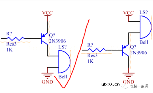 基于NPN和PNP三极管的蜂鸣器驱动电路图 三极管做开关的导通和关断条件