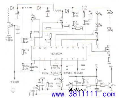 康佳42J39AW型液晶彩电背光一亮即灭故障维修 
