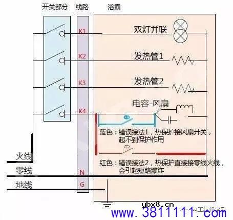 浴霸接线图详细图解 浴霸安装时应该如何接线 