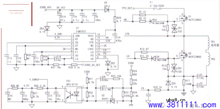 创维液晶彩电168P-R8F054-00电源维修图解 