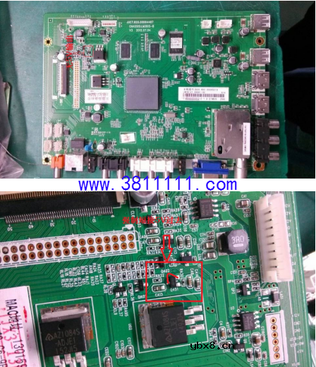 LM38IS-B机芯常见能修故障为Q451没有5V输出 