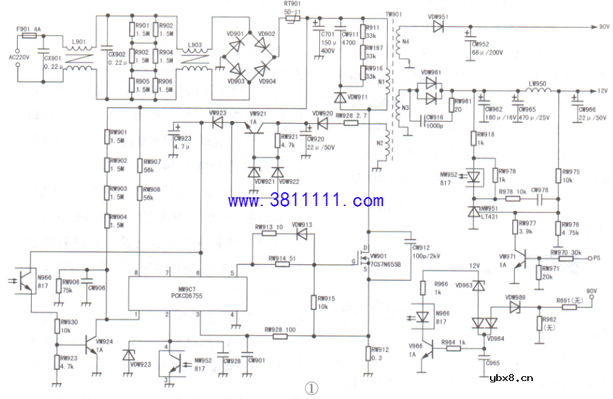康佳32F3300CE型液晶电视开关电源电路简析与故障检修 