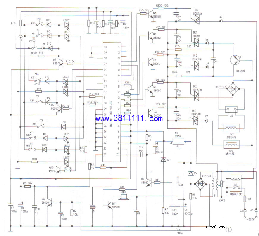 荣事达XQB38 -92型微电脑全自动波轮洗衣机整机不工作的检修 