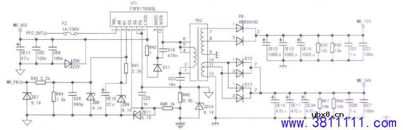 创维液晶彩电168P-R8F054-00电源维修图解 