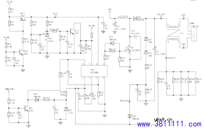 长虹LED32C2000i型机，上电后背光闪一下黑屏，不能开机的维修 