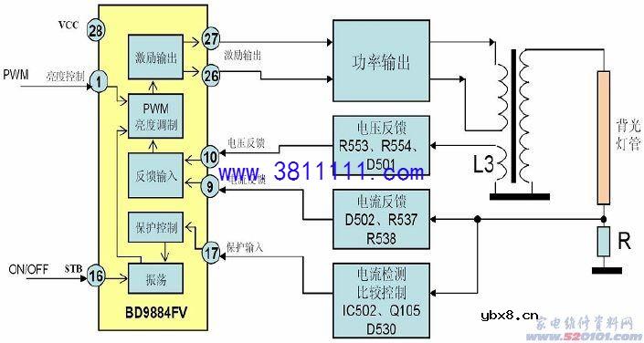 图文分享TCL 32寸三星液晶屏背光灯驱动和保护电路原理与维修 
