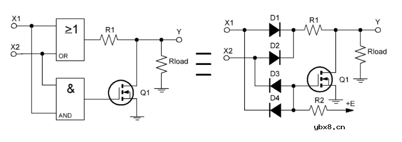 晶体管上的简单XOR逻辑元件