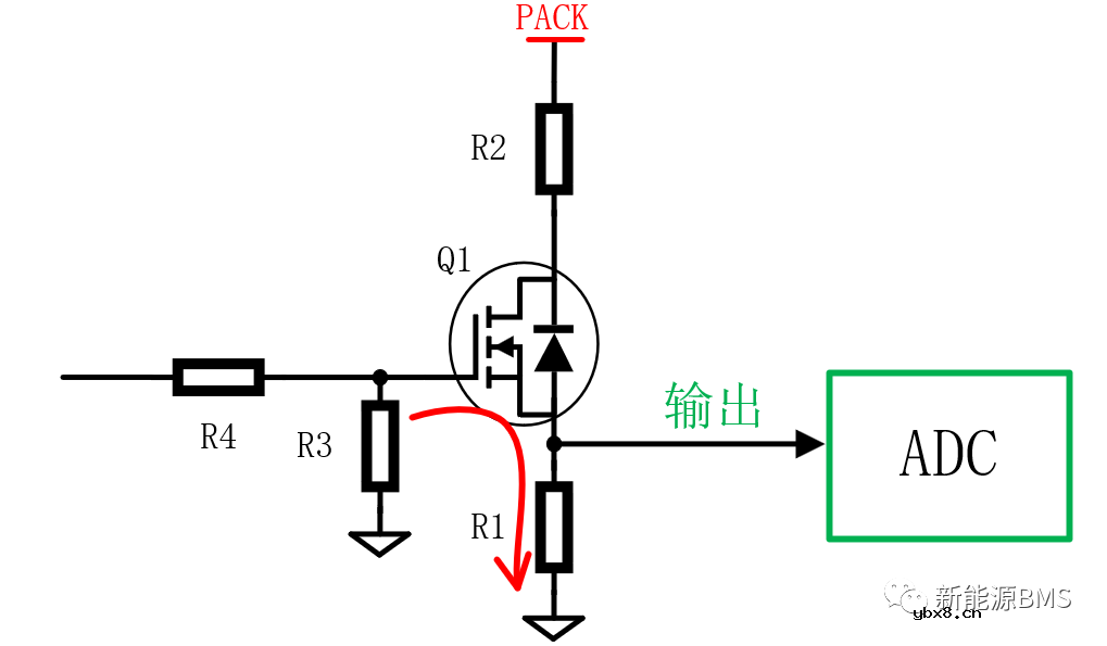 总电压采样电路中使用MOS作为开关的问题