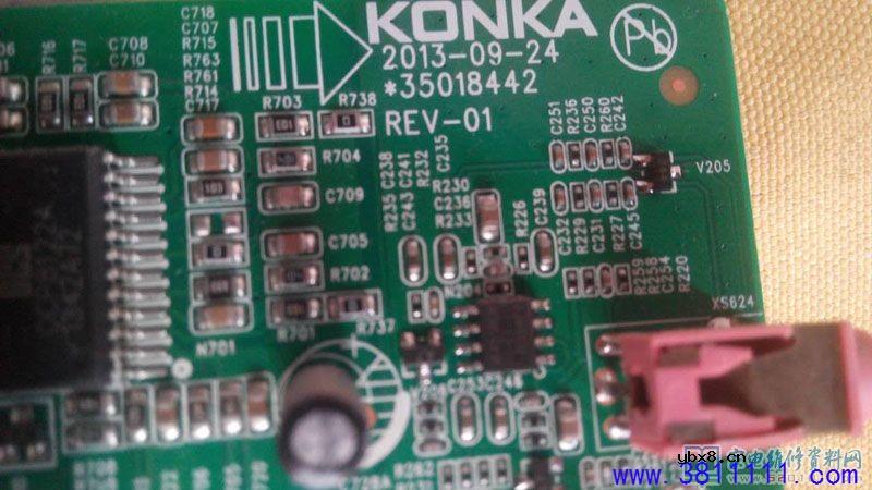 康佳LED40M1200AF液晶电视绿灯亮但不开机的维修 