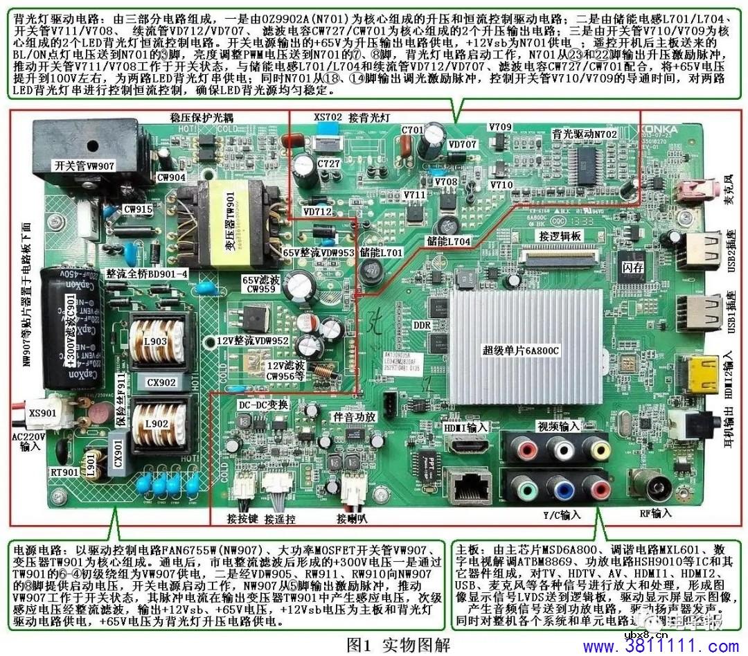 康佳35018270三合一板电源+背光灯电路原理与维修 