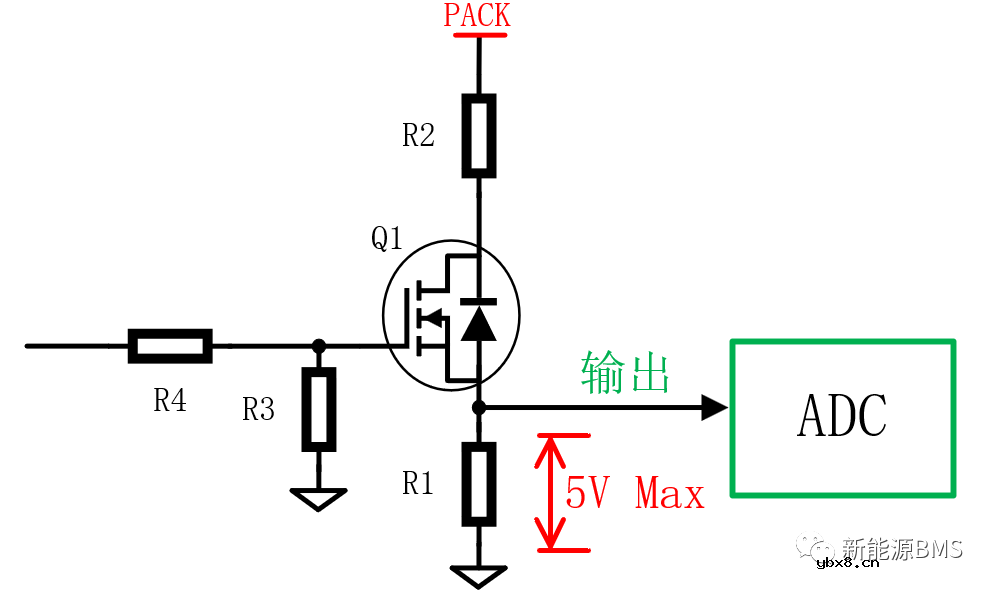 总电压采样电路中使用MOS作为开关的问题