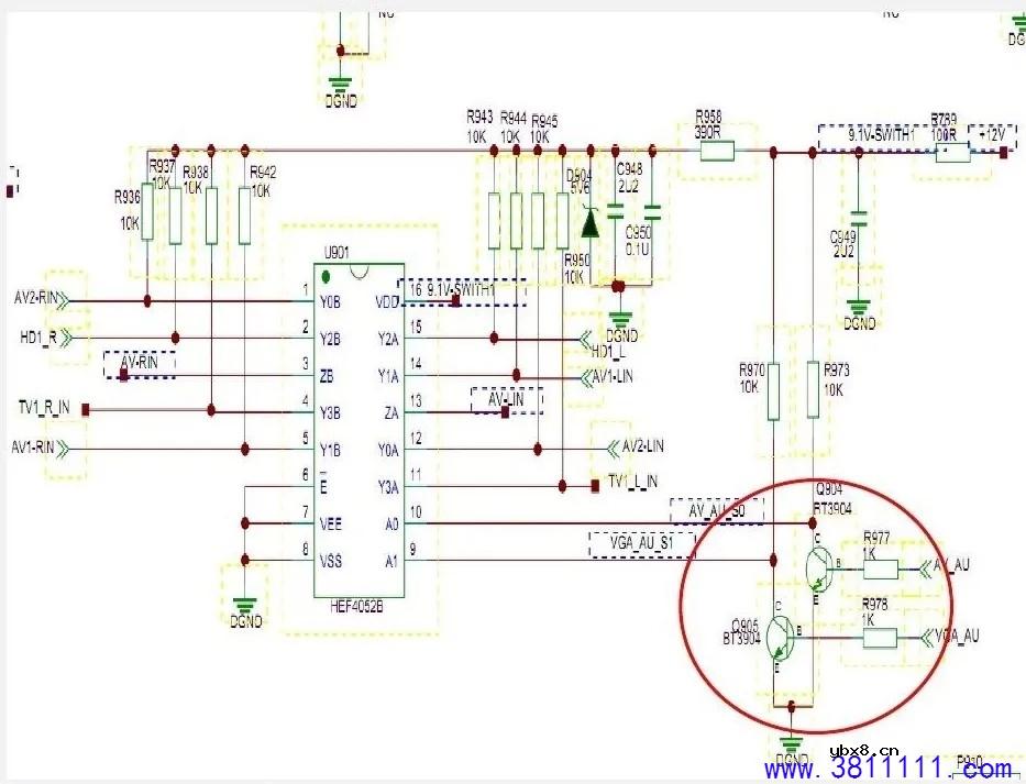 TCLL46E9FBD电视机AV1，AV2状态下无声 