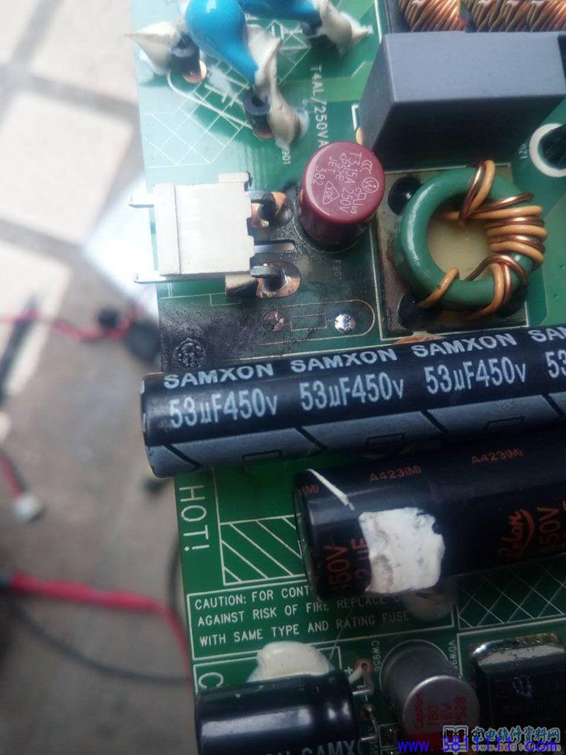康佳LED46R5100DE液晶电源板元器件炸裂引起三无故障维修 