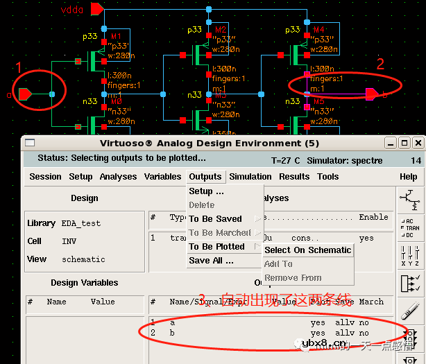 CMOS模拟集成电路之反相器链电路的建立和前仿真