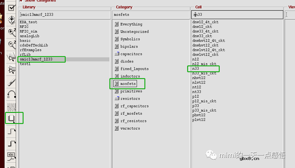 CMOS模拟集成电路之反相器链电路的建立和前仿真