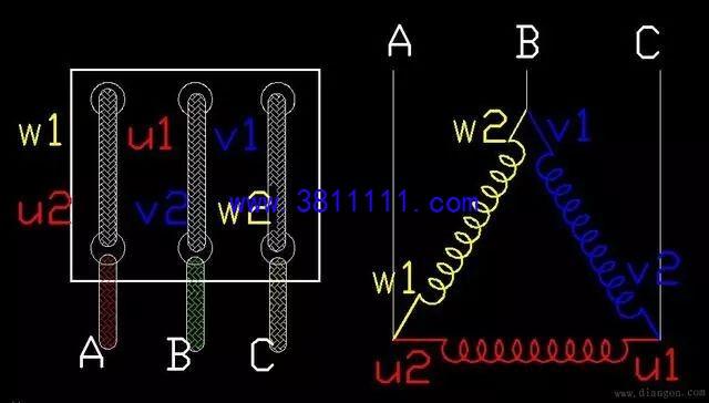 看懂电机接线方法，记住电机接线端的样子，一横为星型，三竖为三角形接法 