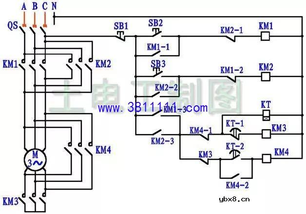 几张图诠释带星三角启动的正反转电路图 