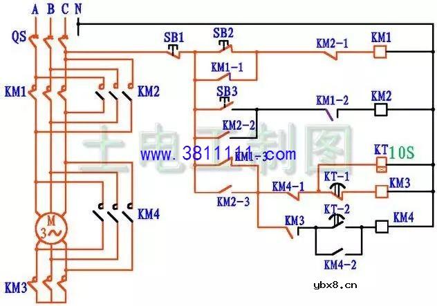 几张图诠释带星三角启动的正反转电路图 