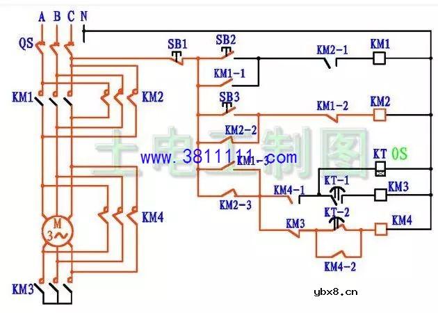 几张图诠释带星三角启动的正反转电路图 