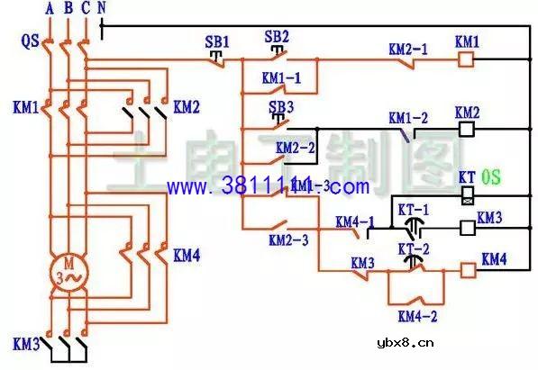 几张图诠释带星三角启动的正反转电路图 