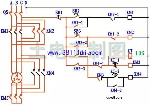 几张图诠释带星三角启动的正反转电路图 