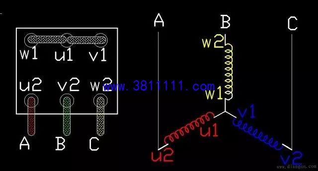 看懂电机接线方法，记住电机接线端的样子，一横为星型，三竖为三角形接法 