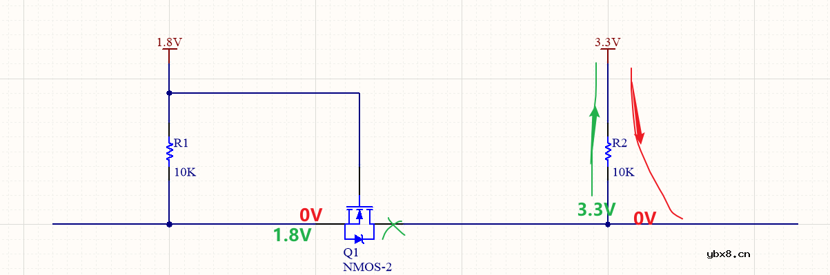 介绍一个使用单个MOS管来实现双向电平转换的电路