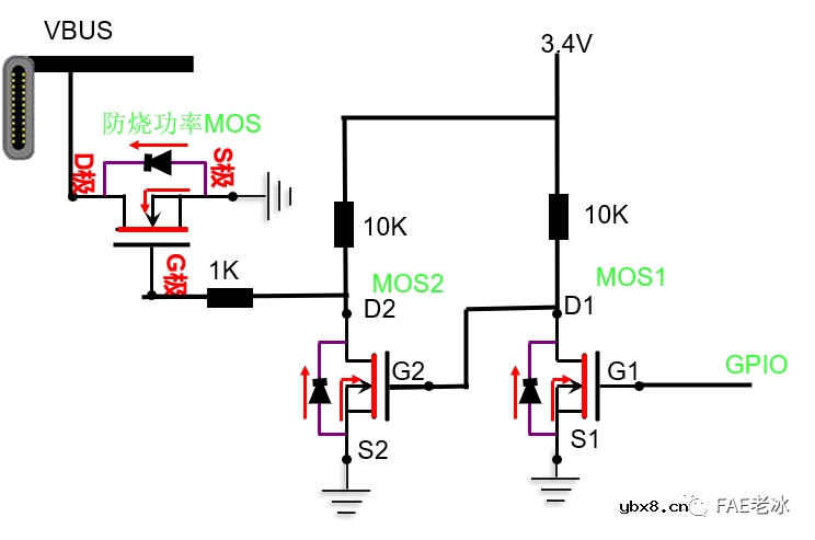 防烧电路中的MOS管控制